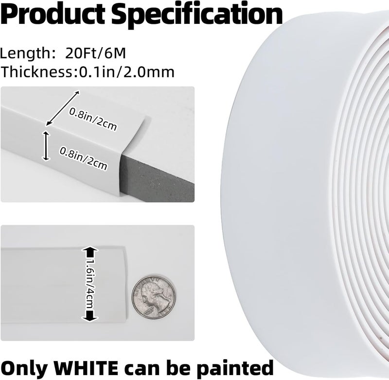 JSIWOTH 20Ft Peel and Stick Molding Trim, Flexible 1.57in Self-Adhesive Wall Trim, Inside & Outside Corner Protector, Baseboard Edge Guard for Walls, Windows, Tables, DIY Home Decoration - Image 4